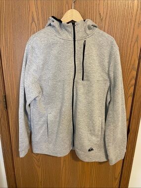 Quiksilver Men’s Heather Gray Full-Zip Hooded Sweater